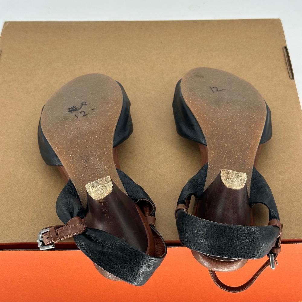 Naya Telluride Brown Black Bow Open Toe Ankle Buckle Strap Mini Low Heel 7.5 M - Picture 8 of 8